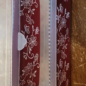 Temp-tations Red Floral Lace Casserole Baker with lid Square & Rectangle